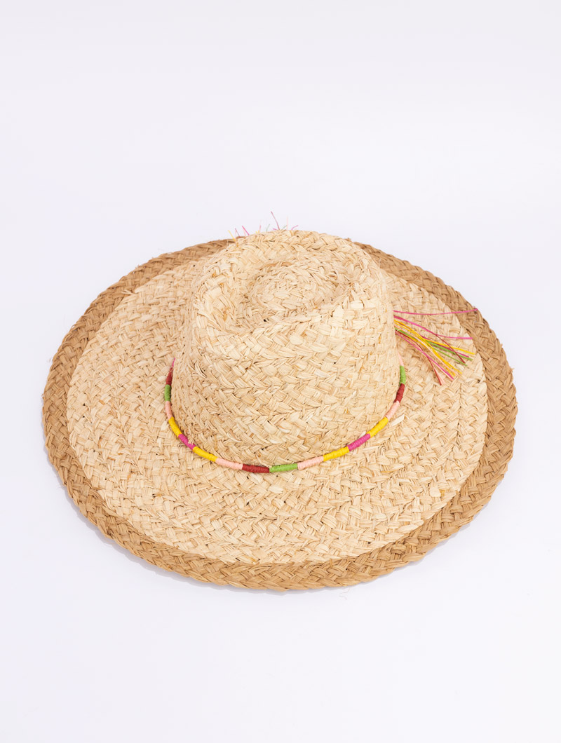 Chapeau en paille multicolore